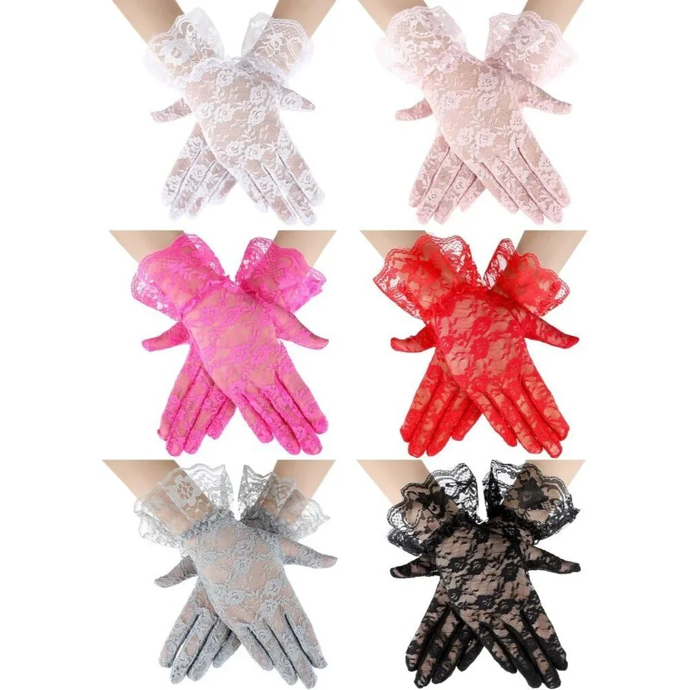 Women's Lace Gloves Six Pairs Vintage Wedding Tea Party Halloween Accessories